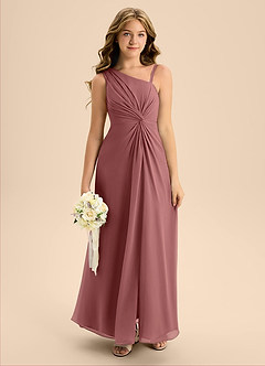 Azazie Brooke Junior Vestido de Amatista de Gasa de Corte En A con Corte Lateral image3