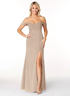 Azazie Joretta Bridesmaid Dresses Taupe A-Line Sweetheart Neckline Chiffon Convertible Dress image1