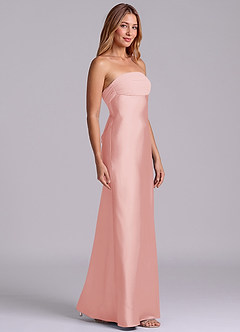 Azazie Ailanie Bridesmaid Dresses Powder Pink Sheath Strapless Stretch Satin Dress image4