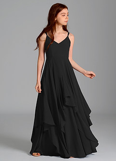 Azazie Karan Junior Abito A-Line in Chiffon Nero image3