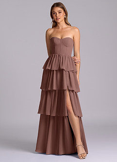 Azazie Faye Bridesmaid Dresses Espresso A-Line Sweetheart Neckline Chiffon Dress image4
