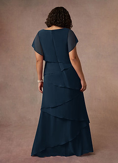 Azazie OHara Mother of the Bride Dresses Dark Navy A-Line V-Neck Chiffon Dress image14