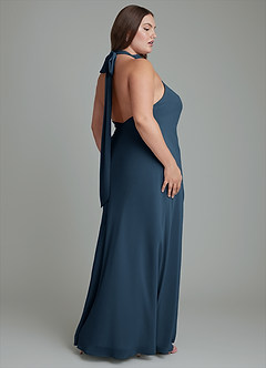 Azazie Velli Bridesmaid Dresses Dark Navy Mermaid High Neck Chiffon Dress image13