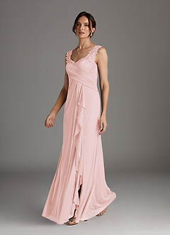 Azazie Edelin Abiti per la Madre della Sposa Abito A-Line in Maglia Scollo a Cuore Plissettato Rosa Rossore image3