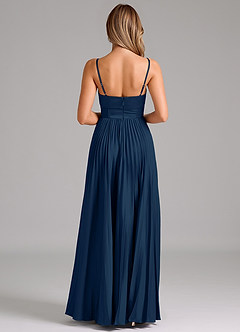 Azazie Tyla Bridesmaid Dresses Dark Navy A-Line Sweetheart Neckline Stretch Satin Dress image2