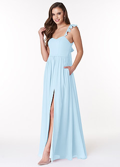 Azazie Metz Bridesmaid Dresses Sky Blue A-Line Sweetheart Ruched Chiffon Dress image4