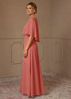 Azazie Bowie vestidos de madre de la novia Vestido de Rosa Salmón de Gasa de Corte en A image4