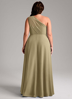 Azazie Phaedra Bridesmaid Dresses Moss Green A-Line One Shoulder Chiffon Dress image2
