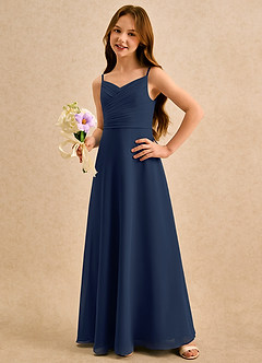 Azazie Hollie Girls Formal Schlussverkauf A-Linie Herzausschnitt Chiffon Kleid Dunkelmarine image1