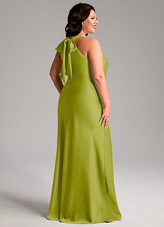 Azazie Doretta Bridesmaid Dresses Lemongrass Mermaid Pleated Stretch Satin Dress image8