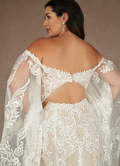 Azazie Memphis Wedding Dresses Diamond White Nude Mermaid V-Neck Sequins Lace Dress image13
