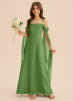 Azazie Moana Junior A-Linie Plissee Chiffon Kleid Basilikum image4