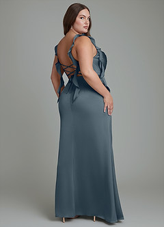Azazie Jessamine Bridesmaid Dresses Twilight Sheath Corset Stretch Satin Dress image9