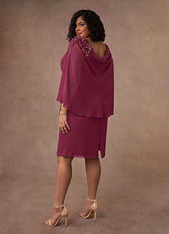 Azazie Carmela Mother of the Bride Dresses Mulberry Sheath Lace Chiffon Dress image10