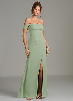 Azazie Jalice Bridesmaid Dresses Dusty Sage Mermaid Off the Shoulder Chiffon Dress image1