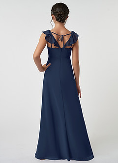 Azazie Amada Junior Dark Navy A-Line Ruched Chiffon Dress image2