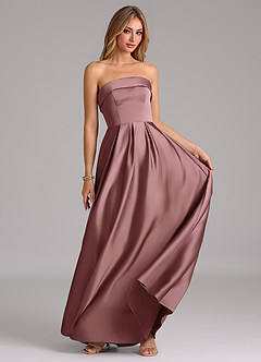Azazie Lucienne Bridesmaid Dresses Vintage Mauve A-Line Strapless Stretch Satin Convertible Dress image5
