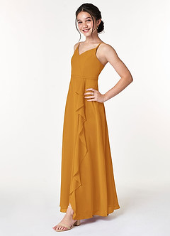 Azazie Naeem Junior Butterscotch A-Line Ruched Chiffon Dress image3