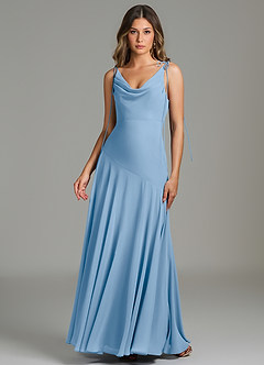 Azazie Dawn Vestidos de madrinha de casamento Vestido Pó Azul de Chiffon de sereia com Plissado image7