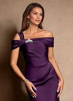 Azazie Altonia vestidos de madre de la novia Vestido de Uva de Satén Elástico de Sirena con Vestidos sin tirantes image8
