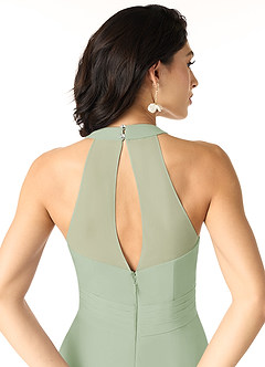 Azazie Danica Bridesmaid Dresses Dusty Sage A-Line Pleated Chiffon Dress image5