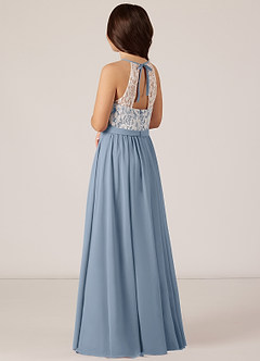 Azazie Fahari Junior Dusty Blue A-Line Lace Chiffon Dress image4