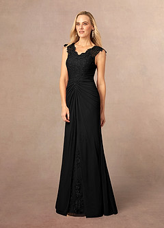 Azazie Jovie Abiti per la Madre della Sposa Abito A-Line in Pizzo Nero image2