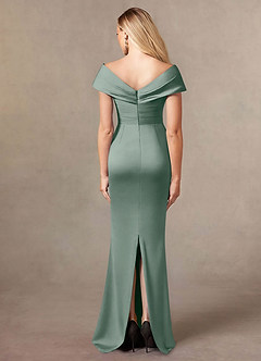 Azazie Ludlow Mother of the Bride Dresses Silver Sage Mermaid Pleated Stretch Satin Dress image4