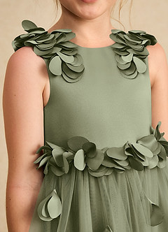 Azazie Atta Jurken voor bloemenmeisjes A-Lijn Jurk van Tule One-Shoulder Pistache image5