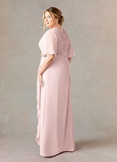 Azazie Carson Mother of the Bride Dresses Blushing Pink A-Line V-Neck Lace Chiffon Dress image9