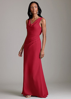 Azazie Linelle Bridesmaid Dresses Scarlet Mermaid Pleated Chiffon Dress image6