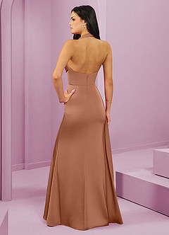 Barbie ♥ Azazie Vestidos de damas de honor Vestido de Bronceador de Satén Elástico de Corte Sirena con Plisado image7