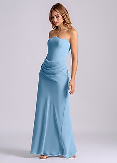 Azazie Debby Bridesmaid Dresses Steel Blue Mermaid Strapless Chiffon Dress image3