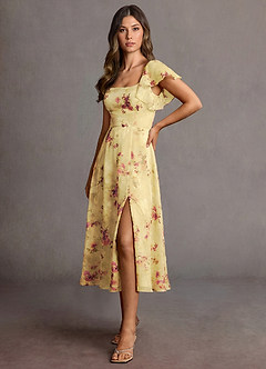 Halle Light Yellow Midi Dress image4