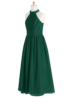 Azazie Iman Junior Linia A Pofałdowany Szyfon Długość podłogi Młodsza druhna Sukienka image7