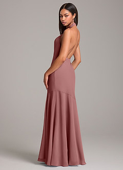 Azazie Lorena Bridesmaid Dresses Desert Rose Mermaid Pleated Chiffon Dress image6