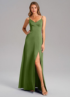 Azazie Talina Bridesmaid Dresses Juniper A-Line Stretch Satin Dress image3