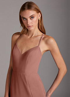 Azazie Manila Bridesmaid Dresses Cedar Rose Sheath V-Neck Chiffon Dress image6
