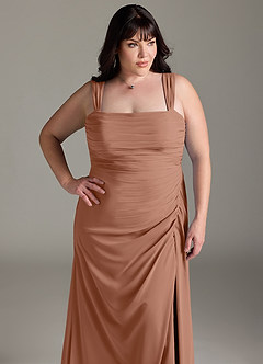 Azazie Jesaphine Bridesmaid Dresses Bronzer Sheath Bow Chiffon Dress image13