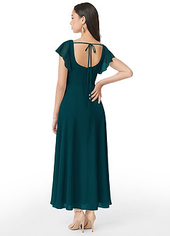 Azazie Bondi Bridesmaid Dresses Pine A-Line Ruched Chiffon Dress image5