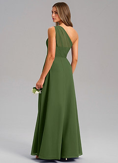 Azazie Phaedra Bridesmaid Dresses Olive A-Line One Shoulder Chiffon Dress image7