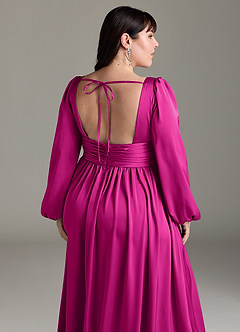 Azazie Norah Brudtärnklänningar Klänning av A-Line i Stretch Satin Fuchsia image13