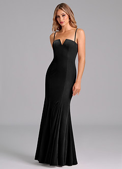 Azazie Yinnie Bridesmaid Dresses Black Mermaid Strapless Velvet Convertible Dress image7