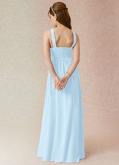Azazie Jiya Junior Sky Blue A-Line Pleated Chiffon Dress image2