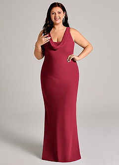 Azazie Rylina Bridesmaid Dresses Burgundy Mermaid Pleated Chiffon Dress image4
