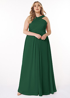 Azazie Kaleigh Bridesmaid Dresses Dark Green A-Line Pleated Chiffon Dress image7