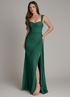 Azazie Amberly Bridesmaid Dresses Emerald Sheath Sweetheart Neckline Chiffon Dress image1