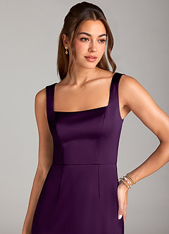 Azazie Flori Brautjungfernkleider Etui Seitliche Cut-Outs Stretch-Satin Kleid Traube image5