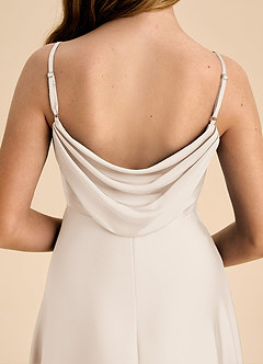 Azazie Bug Junior Robe Trapèze en Satin extensible Plissée Albâtre Blanc image8