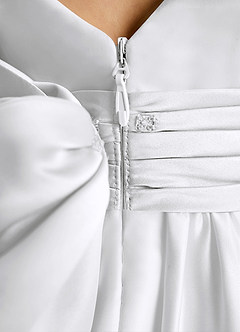 Azazie Sosie Flower Girl Dresses White White A-Line Pleated Matte Satin Dress image6